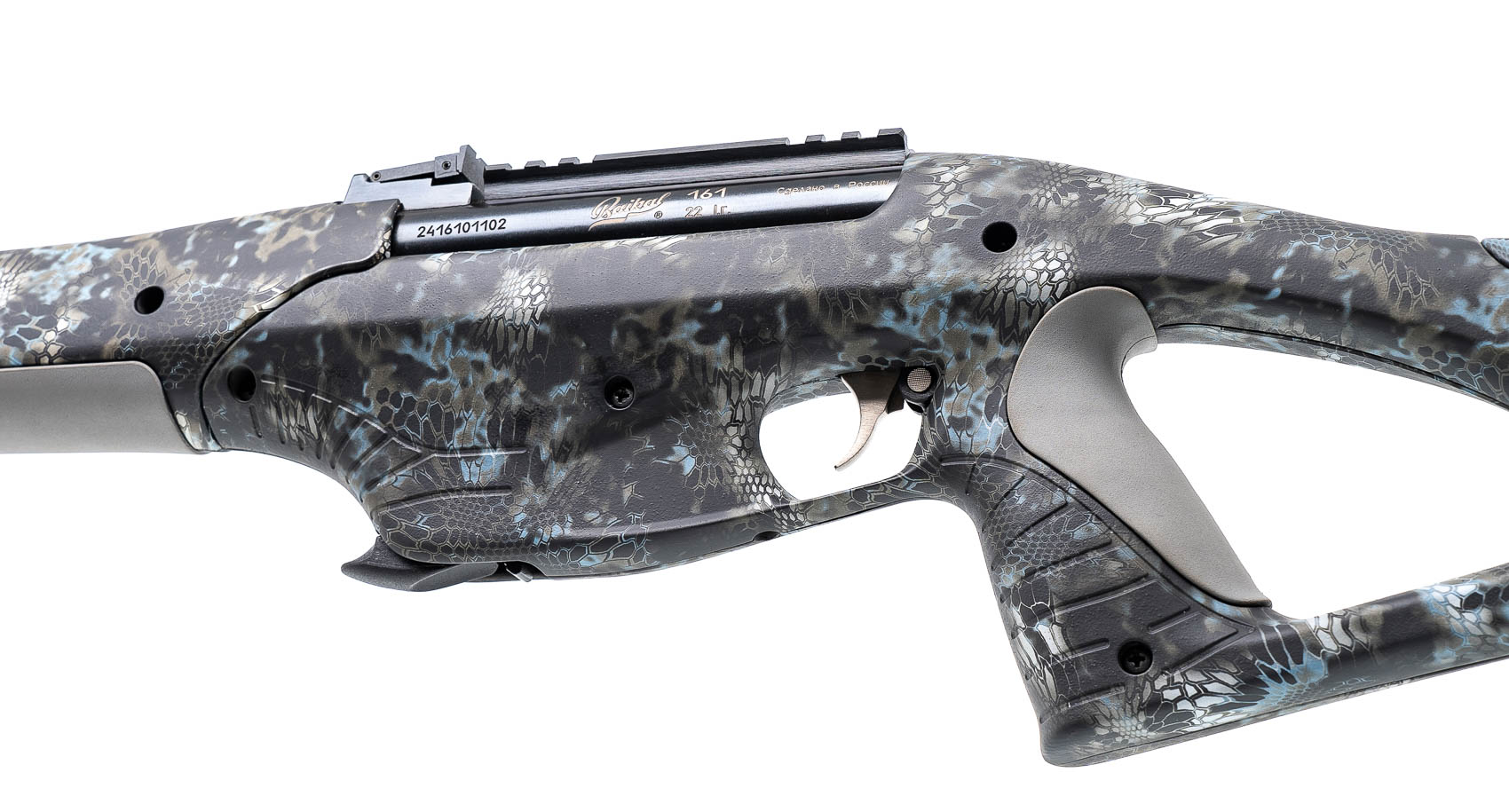 Карабин Baikal МР-161К 22LR КАМО камуфляж Криптек бело синий Soft Touch