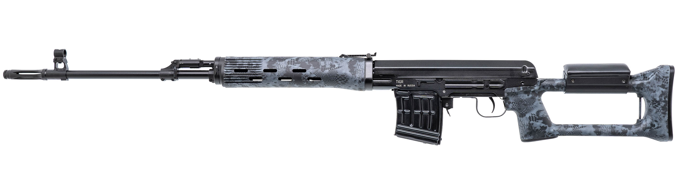 Карабин Тигр исп.01 пластик по типу СВД Камуфляж Криптек черный 620мм